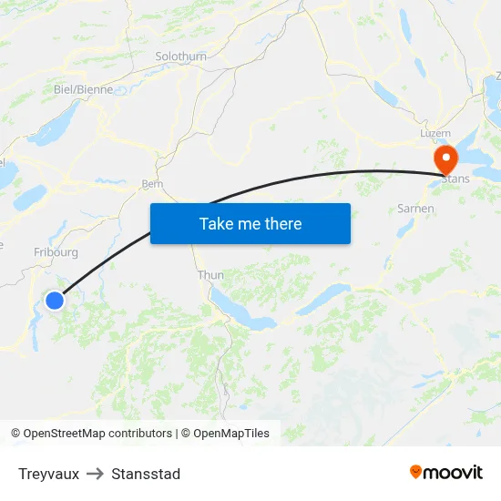 Treyvaux to Stansstad map