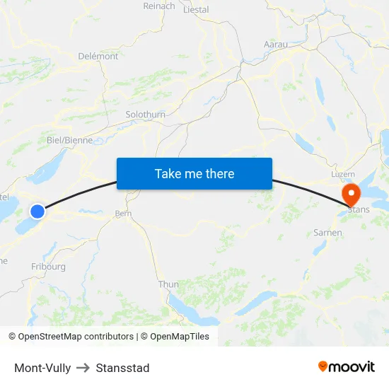 Mont-Vully to Stansstad map