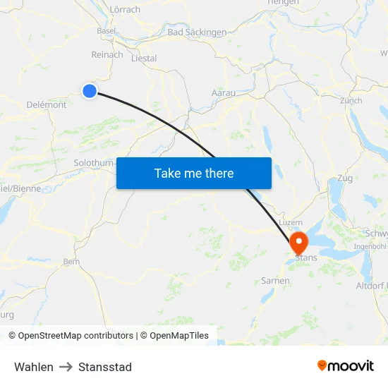 Wahlen to Stansstad map