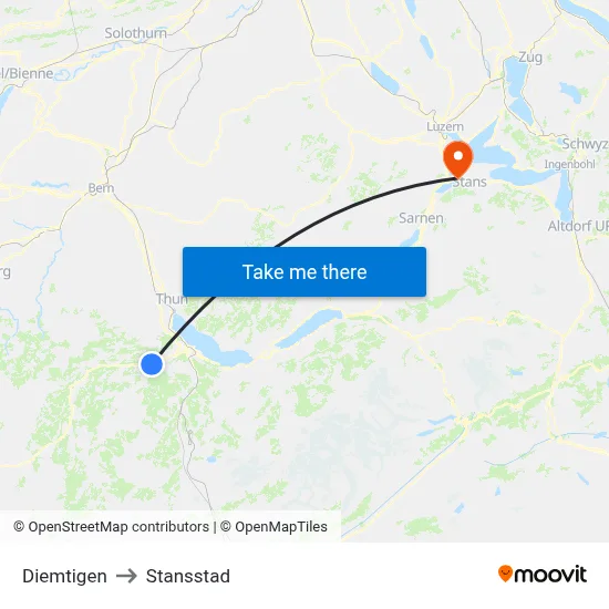 Diemtigen to Stansstad map