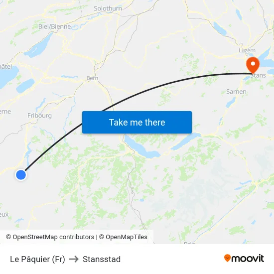 Le Pâquier (Fr) to Stansstad map
