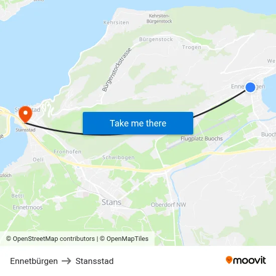 Ennetbürgen to Stansstad map