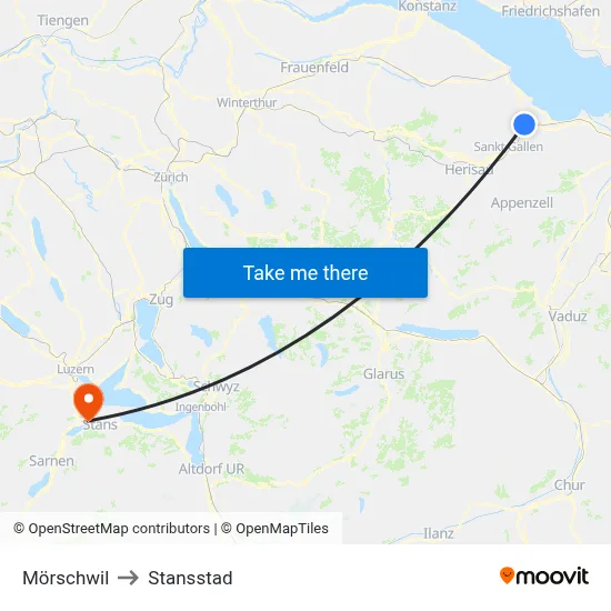 Mörschwil to Stansstad map