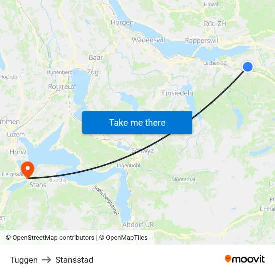 Tuggen to Stansstad map