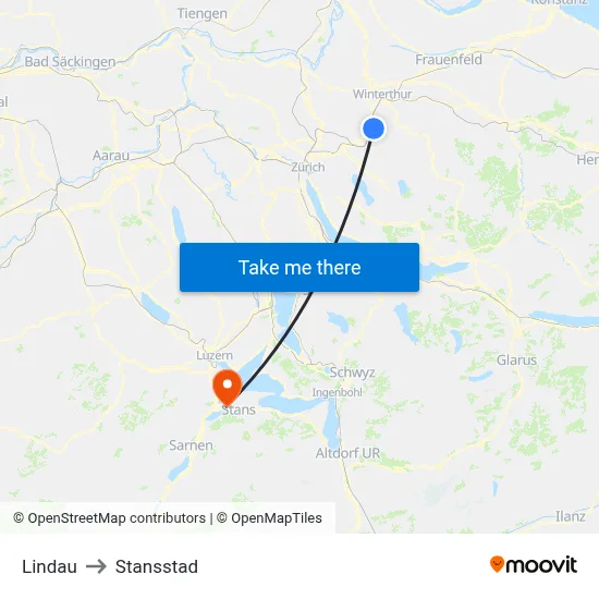 Lindau to Stansstad map