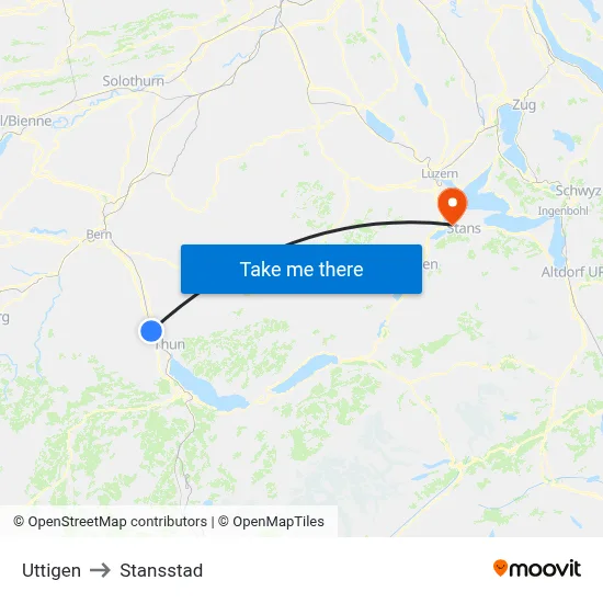 Uttigen to Stansstad map