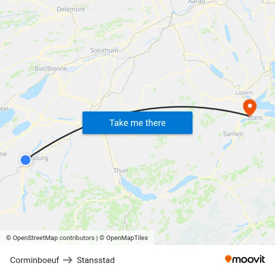 Corminboeuf to Stansstad map