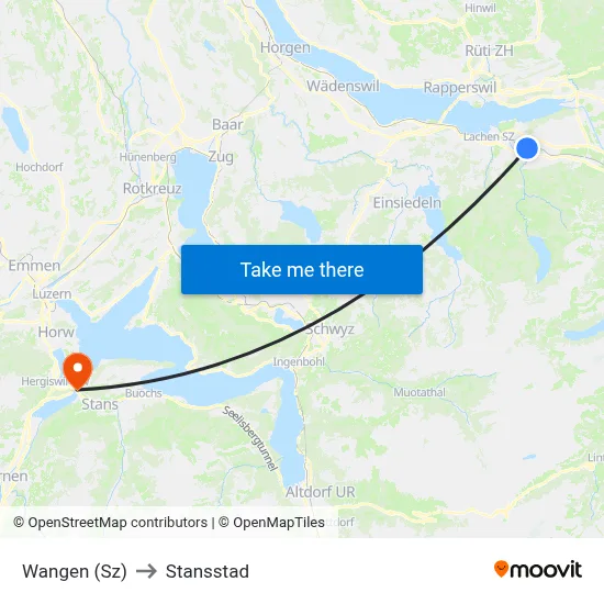 Wangen (Sz) to Stansstad map