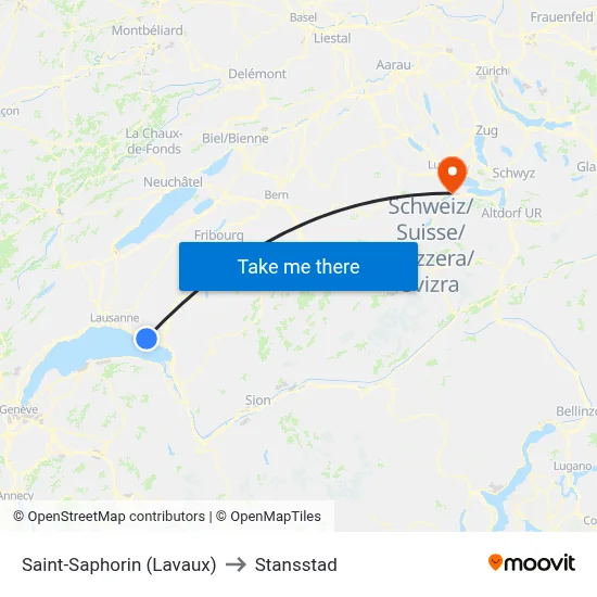 Saint-Saphorin (Lavaux) to Stansstad map