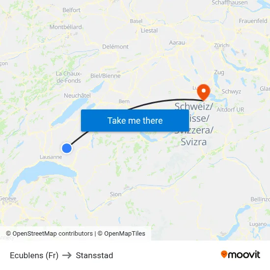 Ecublens (Fr) to Stansstad map