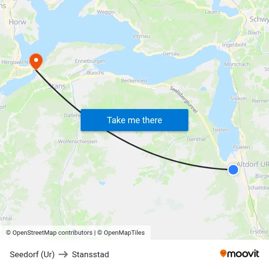 Seedorf (Ur) to Stansstad map