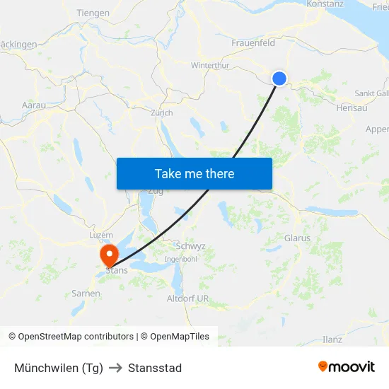 Münchwilen (Tg) to Stansstad map