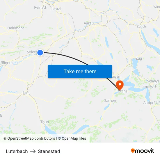 Luterbach to Stansstad map
