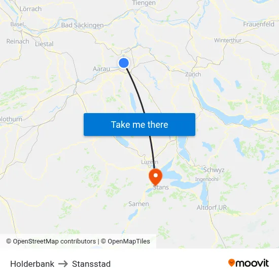 Holderbank to Stansstad map