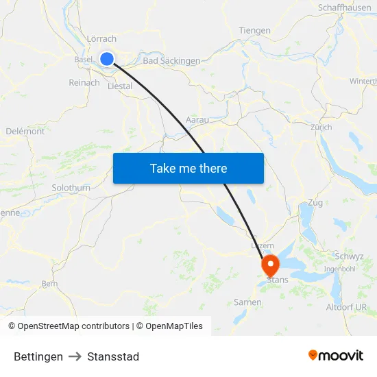 Bettingen to Stansstad map