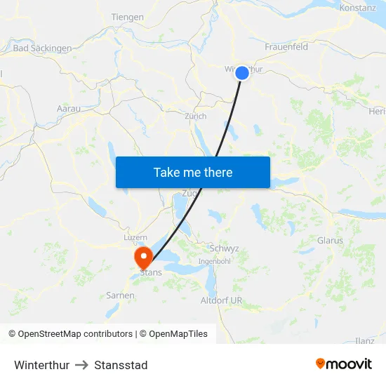 Winterthur to Stansstad map