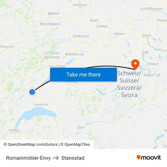 Romainmôtier-Envy to Stansstad map