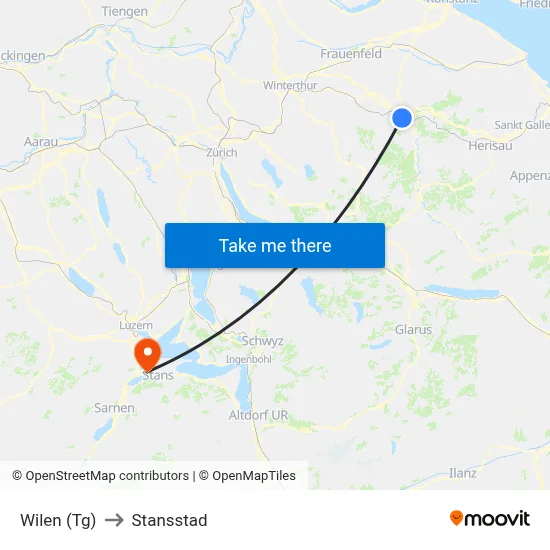 Wilen (Tg) to Stansstad map