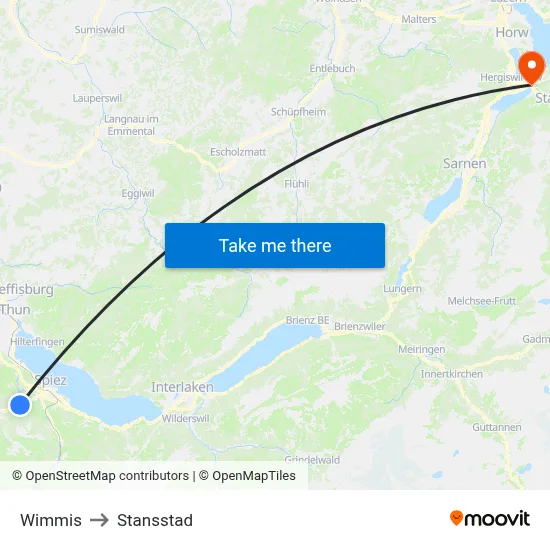 Wimmis to Stansstad map
