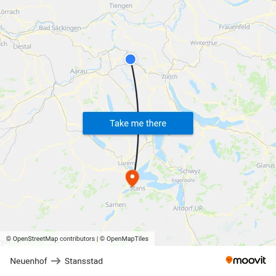 Neuenhof to Stansstad map