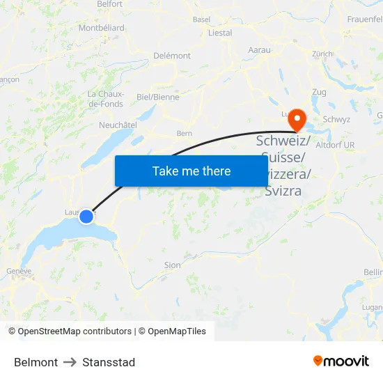 Belmont to Stansstad map