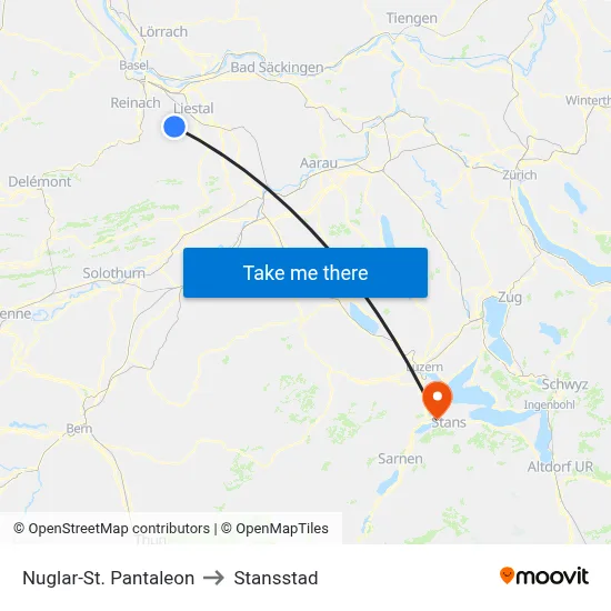 Nuglar-St. Pantaleon to Stansstad map