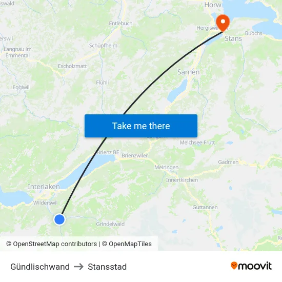 Gündlischwand to Stansstad map
