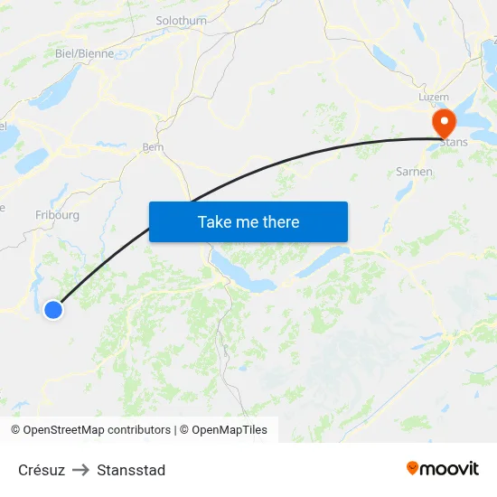 Crésuz to Stansstad map