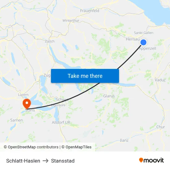 Schlatt-Haslen to Stansstad map