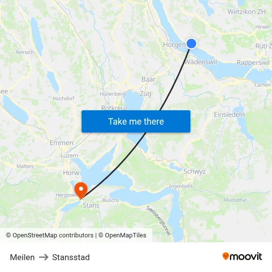 Meilen to Stansstad map