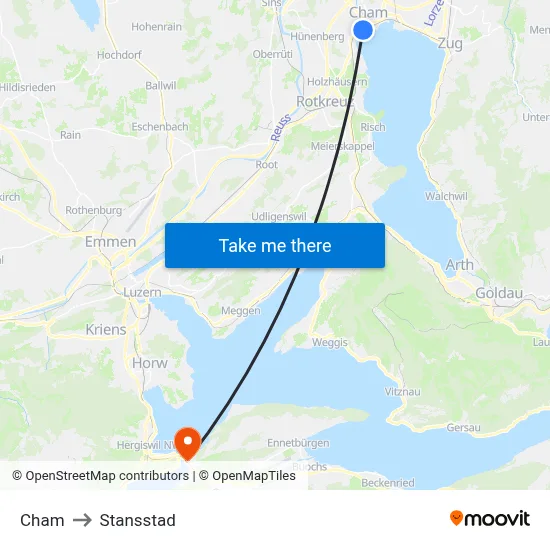 Cham to Stansstad map