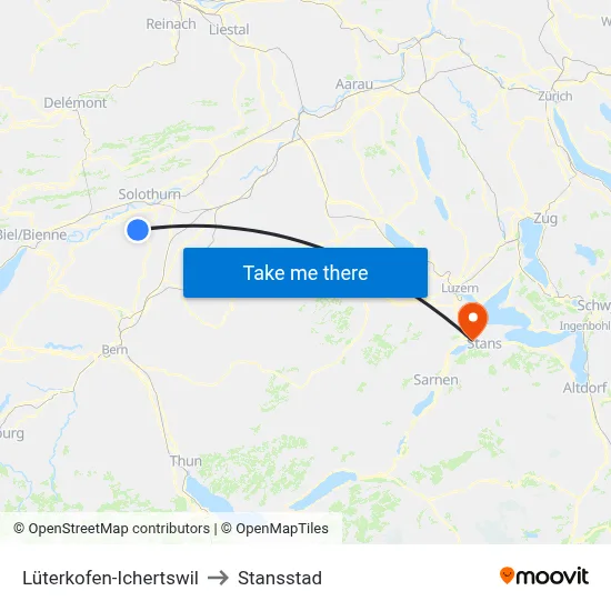 Lüterkofen-Ichertswil to Stansstad map