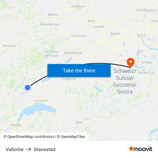 Vallorbe to Stansstad map