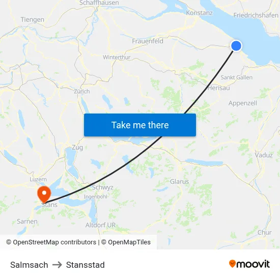 Salmsach to Stansstad map