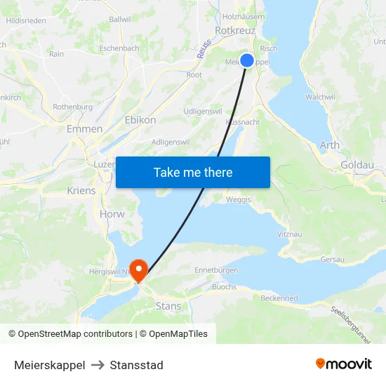 Meierskappel to Stansstad map
