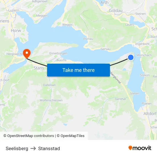 Seelisberg to Stansstad map