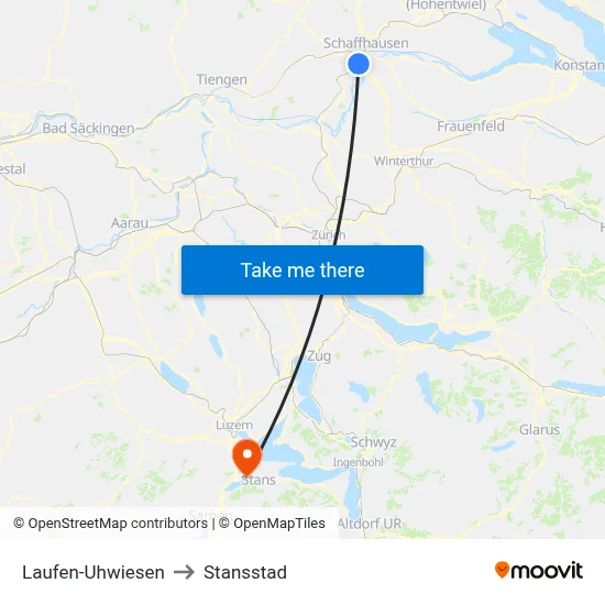 Laufen-Uhwiesen to Stansstad map