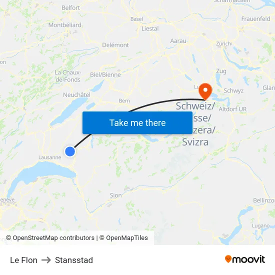Le Flon to Stansstad map
