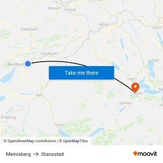 Meinisberg to Stansstad map