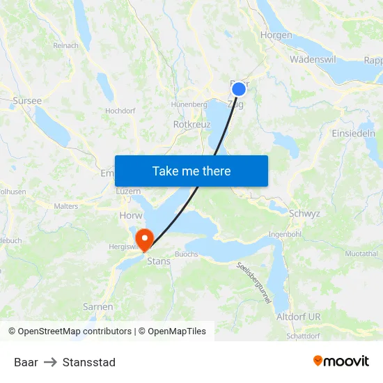 Baar to Stansstad map