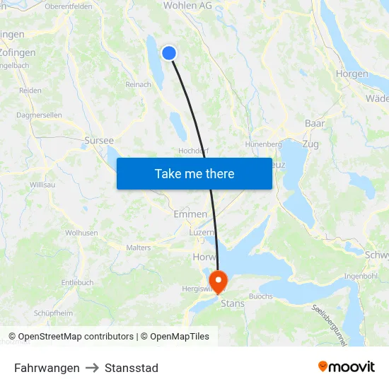 Fahrwangen to Stansstad map