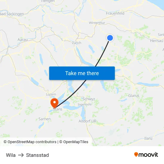 Wila to Stansstad map