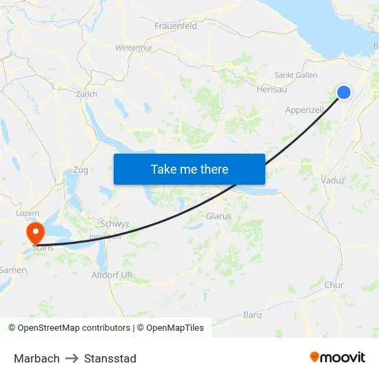 Marbach to Stansstad map