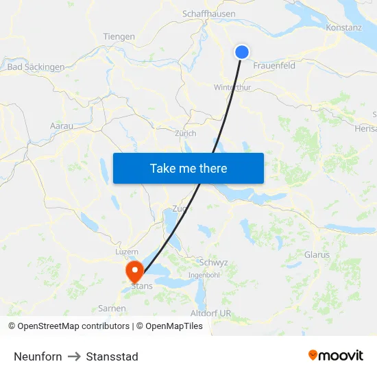 Neunforn to Stansstad map