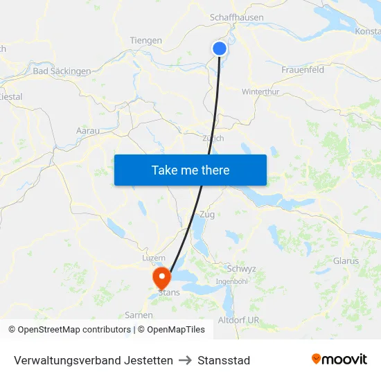 Verwaltungsverband Jestetten to Stansstad map