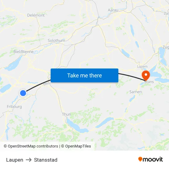 Laupen to Stansstad map