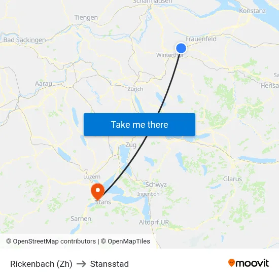 Rickenbach (Zh) to Stansstad map