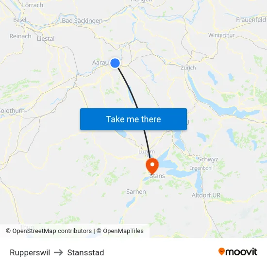 Rupperswil to Stansstad map