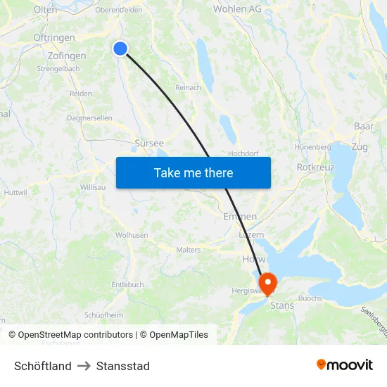 Schöftland to Stansstad map