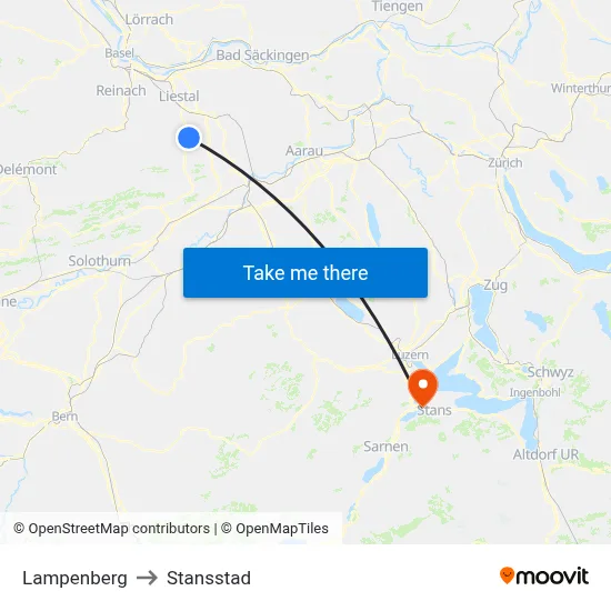 Lampenberg to Stansstad map